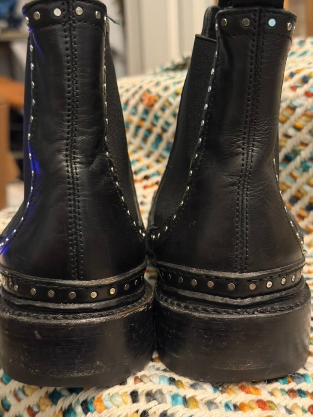 Rag & Bone Benson Chelsea Boots Black Studded Leather Ankle Boots 38 / 7.5 - Picture 14 of 16